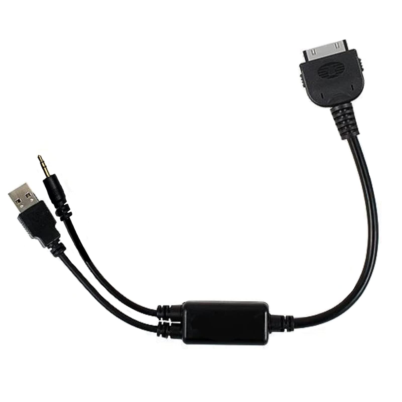 LODMOD Car AUX Y Cable Compatible for BMW, Audio Music Interface to 3.5mm Male Jack & USB Adapter Cord for Pod iP 4s
