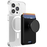 PopSockets Phone Wallet for MagSafe with Grip- Black | PopWallet, Holds 3 Cards, Magnetic, Removable, Secure, Black, Create a Mobile Phone Outfit
