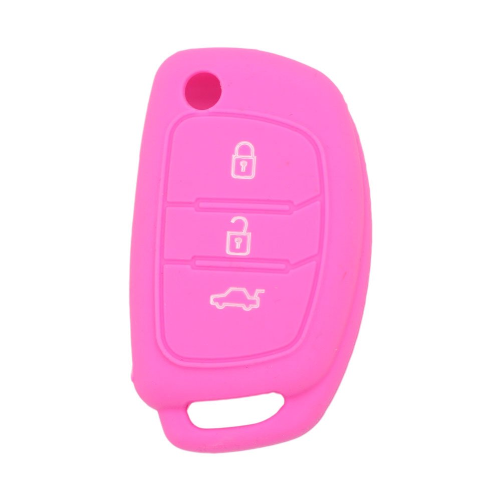 BROVACS Silicone Cover Protector Case Holder Skin Jacket Compatible with HYUNDAI 3 Button Flip Remote Key Fob CV9102 Pink