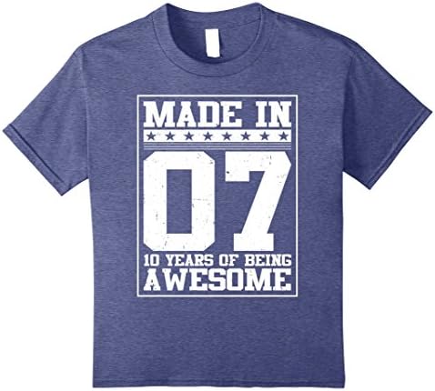 unisex-child Birthday Gift For 10 Years Old 2007 Tee Shirt 10 Heather Blue