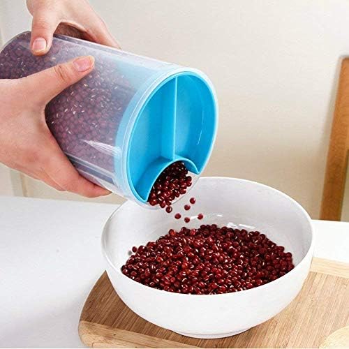 VASTUGOLD Clear Plastic Cereal Dispenser Storage Jar Box Container Food Storage Dispenser Airtight Container Jar with 3 Grid Food Storage Containers (1)