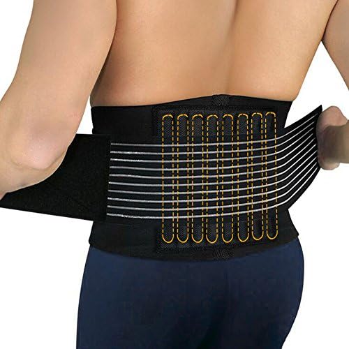 Best Quality Durable Black Waist Support Brace Belt Lumbar Lower Waist Double Adjustable Back Belt For Pain Relief Gym Sports Accessories (L)