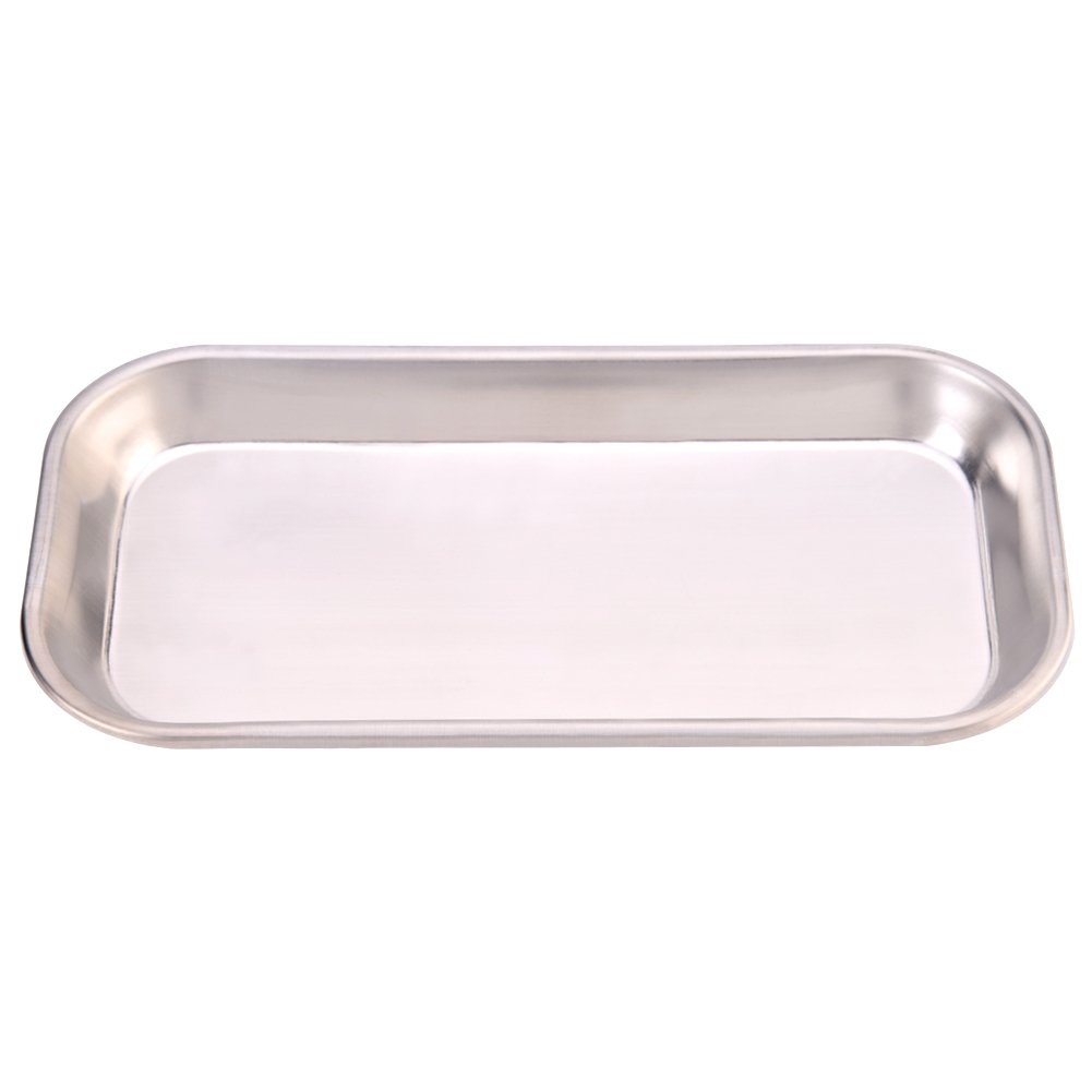 Walfront Stainless Steel Medical Instrument Rectangular Surgical Dental Lab Tray - 8.85 x 4.52 x 0.78" Useful Tool for Clinic Lab