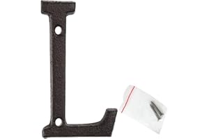 ROSLYONG 3 Inch House Letter, Address Letter for House, Metal Letters for Outdoor Signs, Cast Iron Metal Letter, Vintage Solid Metal Mailbox Number, Black Home Letter L (Matching Screws Included)