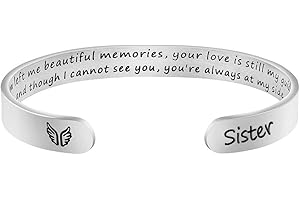 JoycuFF Memorial Gifts for Loss of Mom Dad in Memory of Jewelry Sympathy Bracelet Bereavement Cuff Secret Message Engraved Grief Gifts for Women