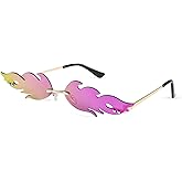 FEISEDY Fire Flame Sunglasses for Women Mirror Rimless Fire Shaped Novelty Sunglasses B2839