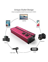 EBTOOLS   Inversor de corriente para coche, 1000 W 2000W, pantalla digital, 12 V CC a 110 V CA, convertidor de coche con 3 salidas de CA, 4 puertos USB para portátil, smartphone, electrodomésticos, en caso de emergencia, tormenta