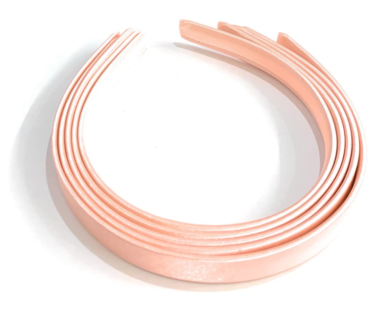 5 x 15mm Thick Plain Satin Headbands Pack School Girls Alice Hair Band DIY Headband Set UK (Peach Pink)