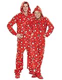 Footed Pajamas Holly Jolly Christmas Adult Hoodie Drop Seat