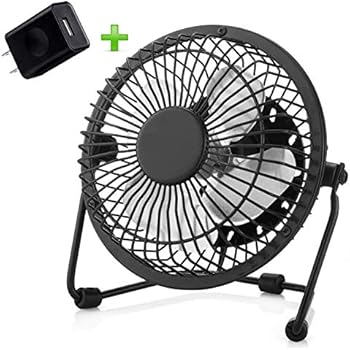 USB Fan, Ezire Mini Fan Desk Personal Metal USB Fan Aluminum Blade Metal Design, 3.9ft USB Cable, High Compatibility, Quiet Operation Suitable for Baby Kids 4 Inch Black