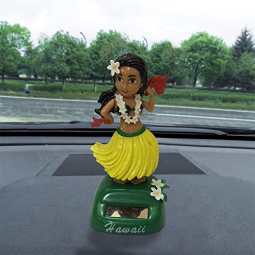 Quartly Solar Dancing Toy- Hawaii Girl Solar Powered Dancing Dolls Swinging Animated Bobble Dancer Toy Car Decor (D)