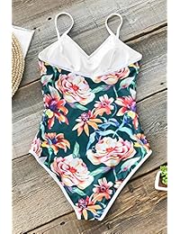 CUPSHE Traje de baño de una pieza con cuello en V y flores completas, para dama