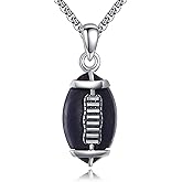 ASTRKIP Football Necklace Sterling Silver Football Chain Wooden Necklace for Men Sport Jewelry Footballs Stuff Gifts for Men