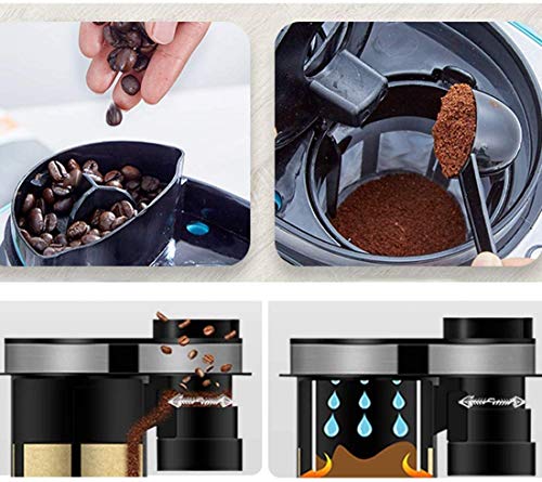 DSY Bohne Zur Tasse Kaffeemaschine, Filterkaffeemaschine 6 Tasse Mini-Reise-Kaffeemaschine Mit Kaffeemühle Und… – Bild 5