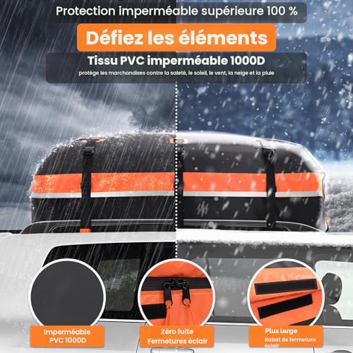 Sailnovo 425L 1000D PVC Waterproof Car Roof Box Car Roof Bag for Travel Weatherproof with Non-Slip Mat, 4 Door Hooks and Combination Padlock
