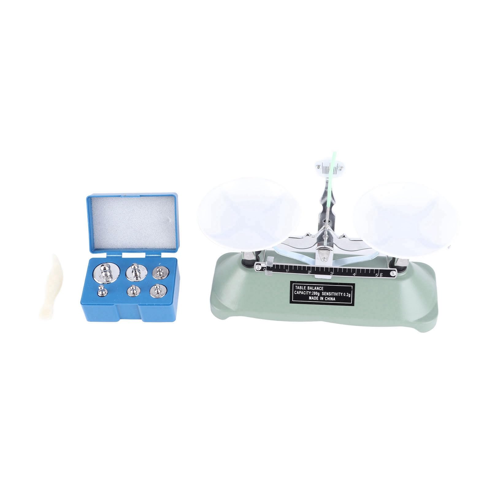 200g Precision Lab Mechanical Balance Scale Kit, Lab Tray Balance with Weights and Tweezers Chemical Physics Laboratory Teaching Tool