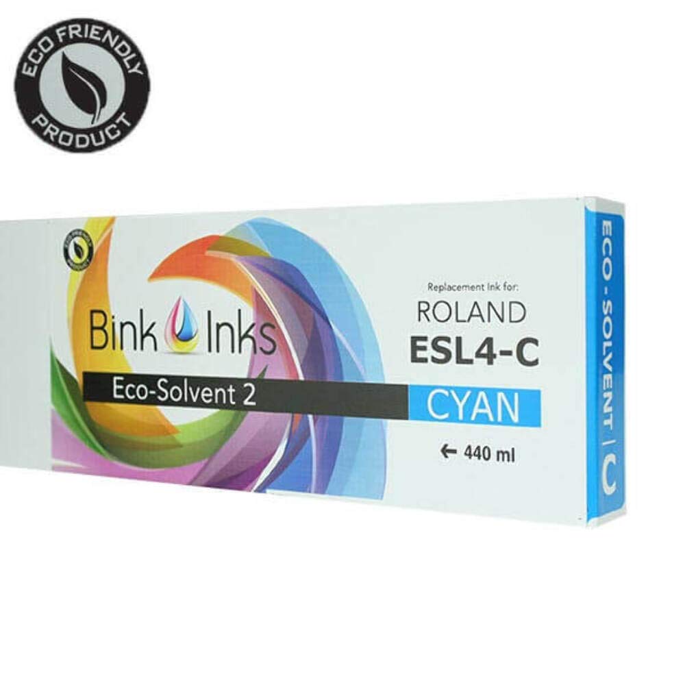 Bink Inks Replacement Cyan 440mL Eco-Sol MAX 2 Ink Cartridge for Roland Printers ESL4-4C