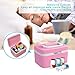 Fine Dragon Combination 4 Digit Lock Medicine Box Cabinet With Separate Compartments ,Locking Prescription Pill Case, Storage Case, Size 11 x 7.4 x 6.2 inches, Pink
