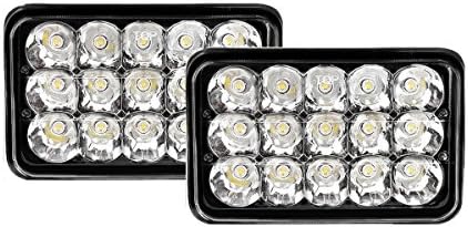 2 PC Kit 4x6 Black LED Headlights Bulb, Sealed Beam Rectangular, Black H4 LED Head lampss Rectangular Replacement H4651 H4652 H4656 H4666 H6545 Peterbilt Kenworth
