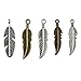 PRESTIGE CARTRIDGE100PCS Mixed DIY Antique Bronze Silver Feather Charms Pendants Jewelry Making Accessories for Crafting, Bracelets, Necklace by SkyCooool