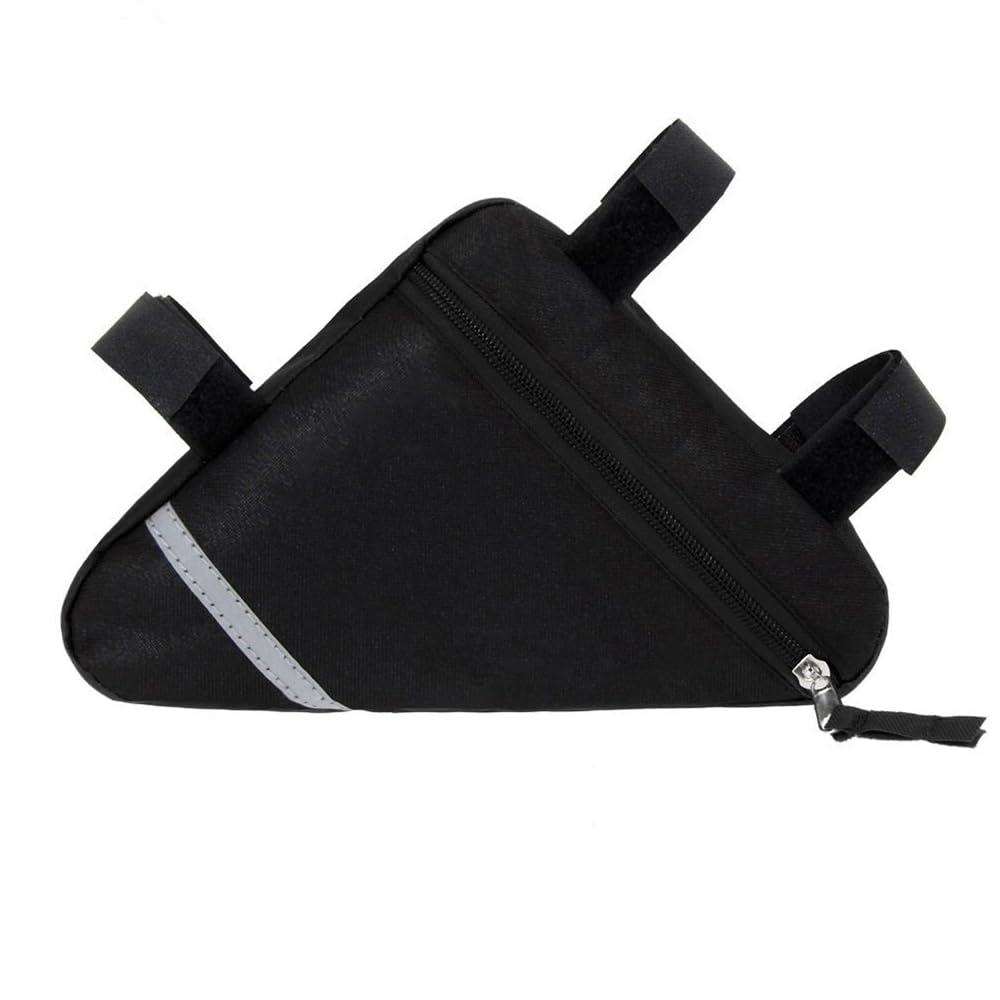 Aiqeer 1 Pcs Black Bike Triangle Bag, Bicycle Front Frame Triangle Bag, Nylon Waterproof Double-Sided Reflective Decoration