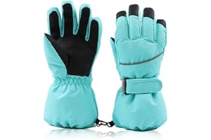 JANGANNSA Winter Windproof Ski Gloves with Fleece Lining Warm Children Kids Mittens Snowboard Gloves Boys Girls