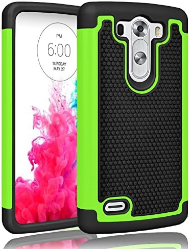 LG G3 Vigor, LG G3 mini Case, Rugged Defender Thin Slim Premium Hard PC Hybrid Soft Silicone Heavy Duty Rubber Bumper Armor Protective Case Cover Fit For LG G3 Vigor G3 Mini LS885 D725 (Black/Green)