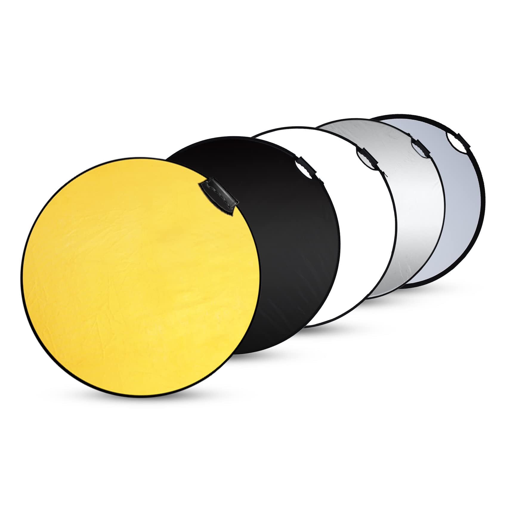 Selens 5 in 1 60cm Light Reflector Photography Diffuser Collapsible Portable Round Lighting Gold/Silver/White/Black/Translucent with Handle for Photo Studio Product Portrait & Outdoor Shooting