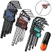 REXBETI Hex Key Allen Wrench Set, SAE Metric Star Long Arm Ball End Hex Key Set Tools, Industrial Grade Allen Wrench Set, Bonus Free Strength Helping T-Handle, S2 Steel