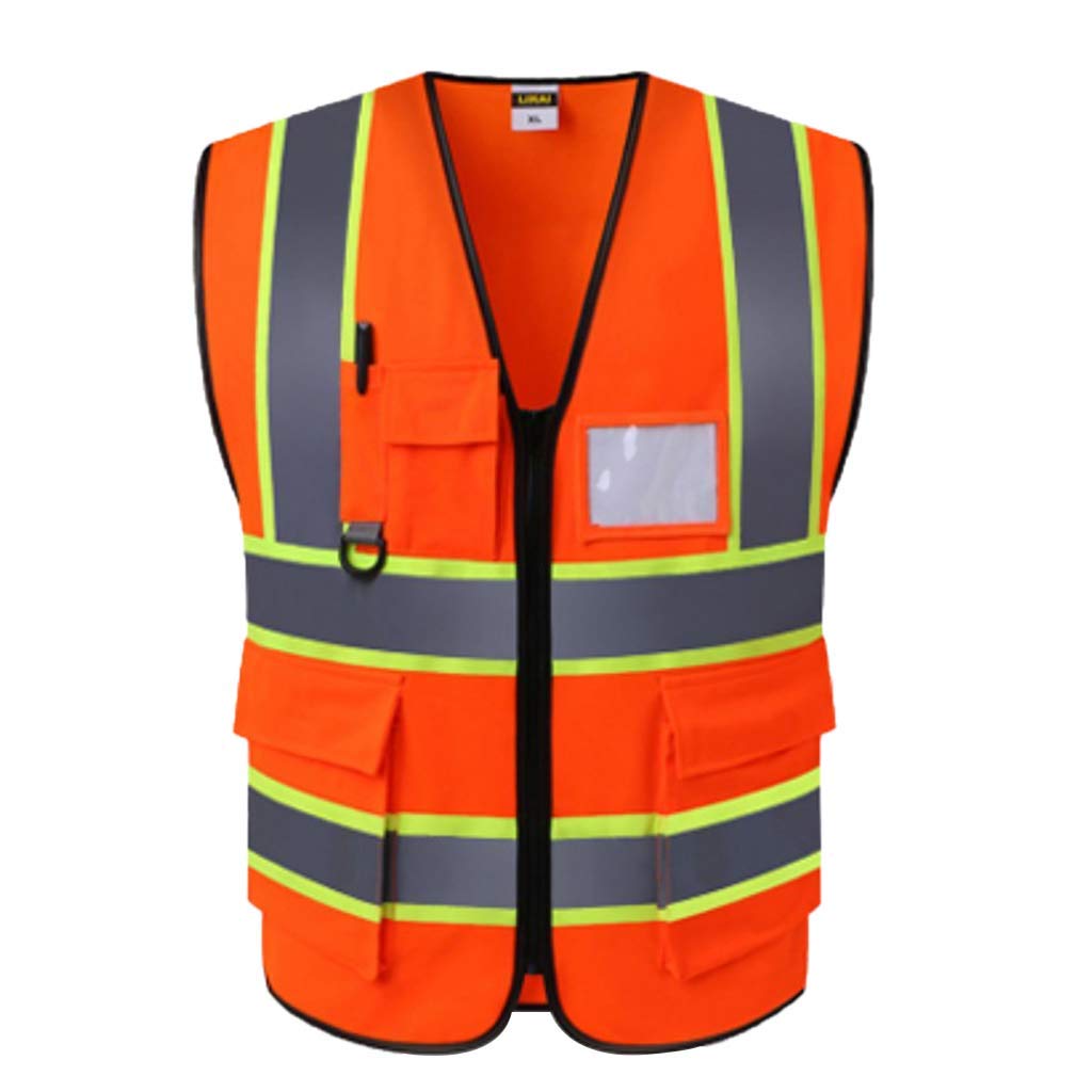 Amazon 安全ベスト 反射ベスト 高可視性 工事現場 夜間作業 男女兼用 全2色 オレンジ 安全ベスト・反射ベスト 産業