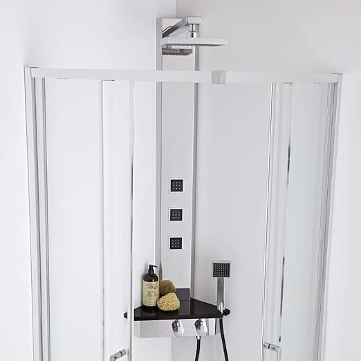 Milano Astley Modern Corner Thermostatic Shower Tower Panel with