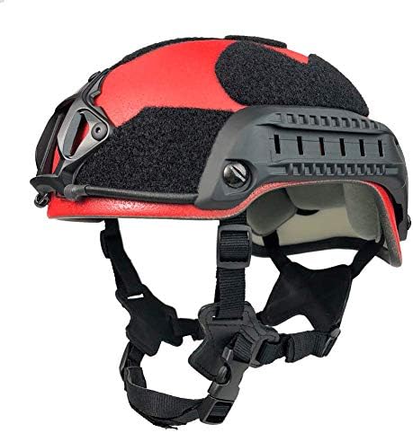 Phalanx Entry Level Search & Rescue Red Tactical Bump Helmet w/Rails, NVG/Camera Mount and Loop for Patches, Strobes etc.