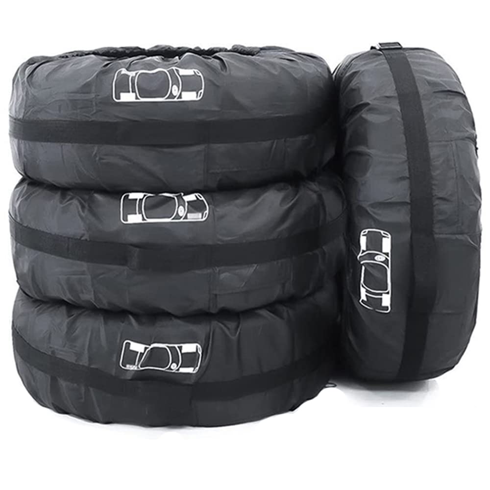 ELR Adjustable 4x4 Auto Spare Tires Cover Tote Bags Covers Durable Car Tire Winter Summer Wheels Protection transport storage With Handle for Automotive RV VANs SUV (66cm)