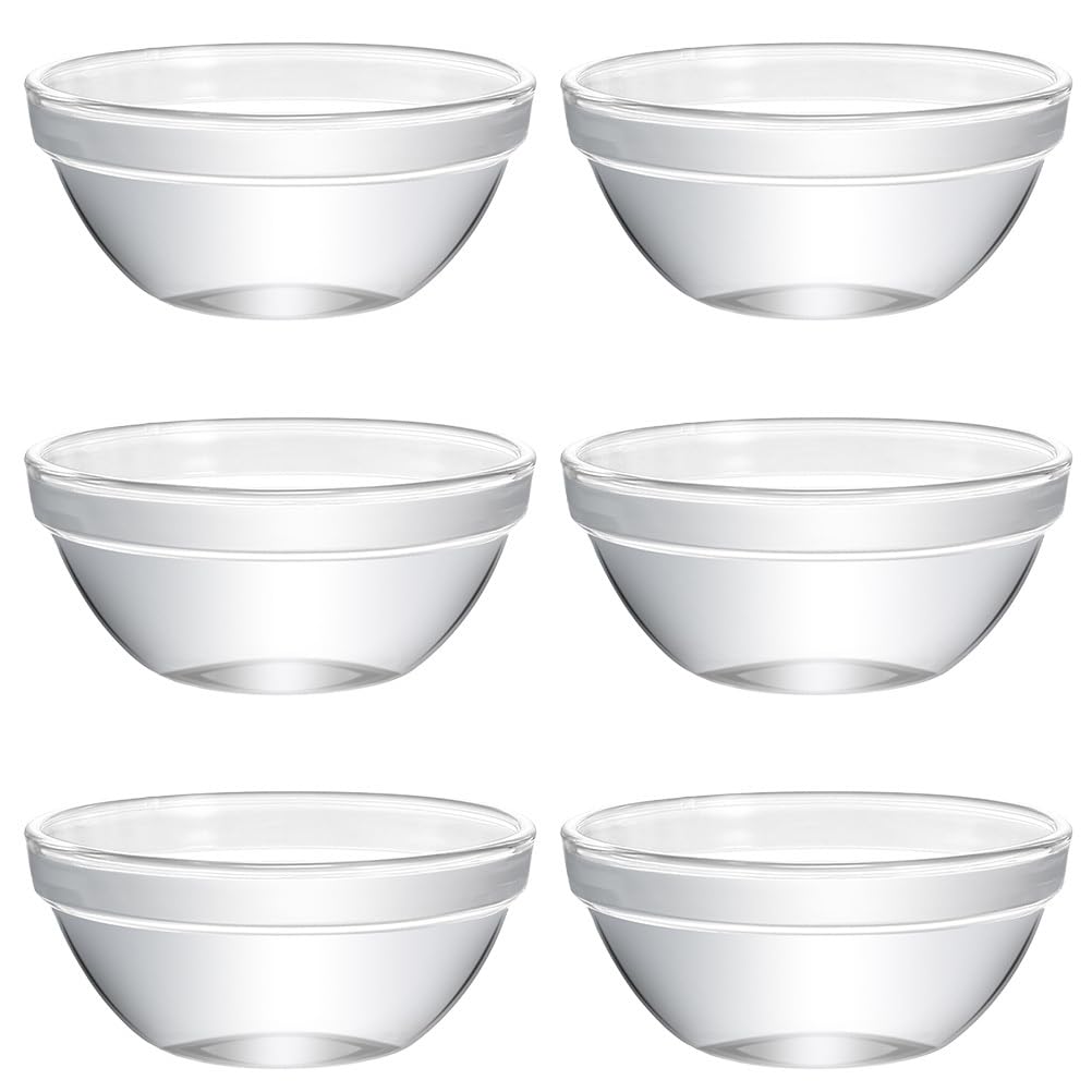 HEMOTON 12Pcs Clear Small Snack Bowls Set Glass Ramekins for Dips Ice Cream and Desserts Serving Microwave Safe Small Bowls for Home Party Use