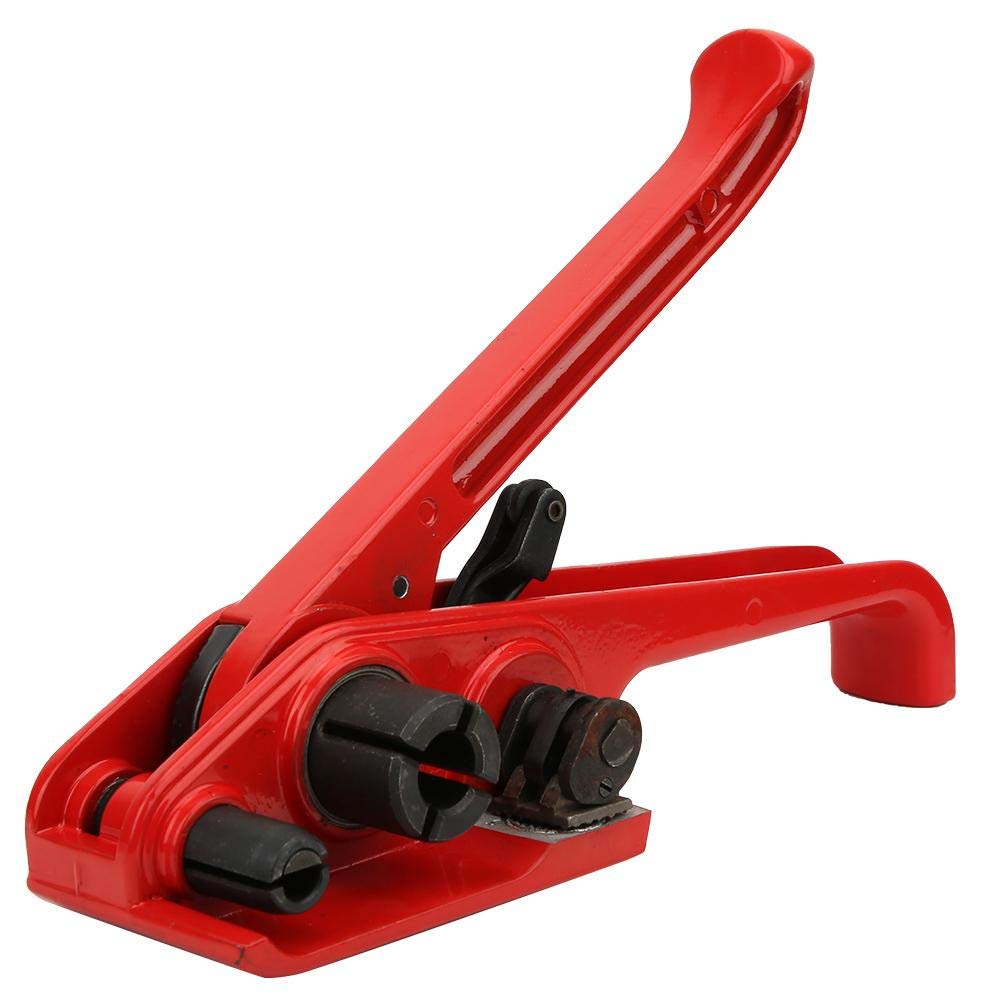 Manual Tape Strapping Tensioner and Strapping Cutter for 16~19mm PET/PP Tape (Red)