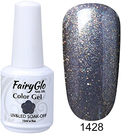 FairyGlo Gel Nail Polish Colour Coat Varnish Soak Off UV LED Beauty Salon Manicure Decor Nail Art 15ml Pearl Greyish Green 1428
