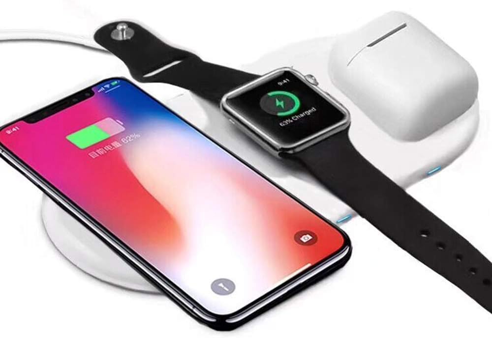 Mandarooker Fast Wireless Charging Docking Station, 3 in 1 Qi Fast Wireless Charger Pad Compatible for iWatch 3/2/1,iPhone X/8Plus/8,Samsung Galaxy S9/9+/S8/S8+,Wireless Charging Case for Airpods