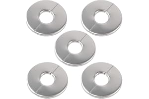 Mairuker Stainless Steel Wall Split Flange Round Escutcheon Plate for Water Pipe Drain Line Cover 26mm/1.02inch Diameter Wall Pipe Cover Decoration (5 Pcs)