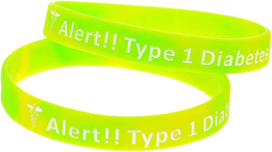 Type 1 Diabetes Diabetic Bracelet Insulin Dependent Medical Alert (Green Multi): Health & Personal Care