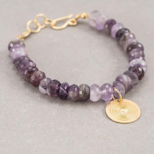 Amethyst beads bracelet, Beaded Amethyst bracelet, Healing bracelet, Amethyst gemstones, Spiral Pendant, Powerful bracelet