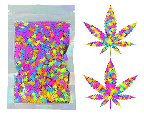 Chunky Cosmetic Glitter ✮ Festival Rave Beauty Makeup Face Body Nail ✮ (Rainbow Cannabis Leaf)