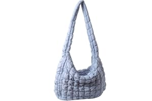 TWOYOMN Quilted Puffer Tote Bags for Women Lightweight Quilted Padding Shoulder Bag Satchel Handbag Zip Puffer Bag Green