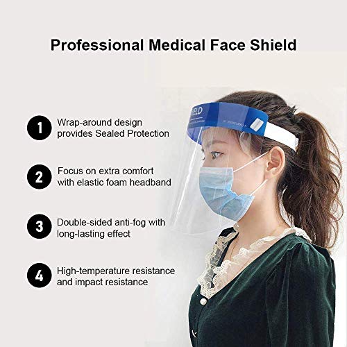 Suimiki 10pcs Transparent Safety Face Shield Reusable Protective Shield