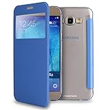 Samsung Galaxy A8 Case, Pasonomi® [Smart Window View] Samsung Galaxy A8 Folio Wallet Case - Slim Flip Leather Case For Samsung Galaxy A8 (View Series Blue)