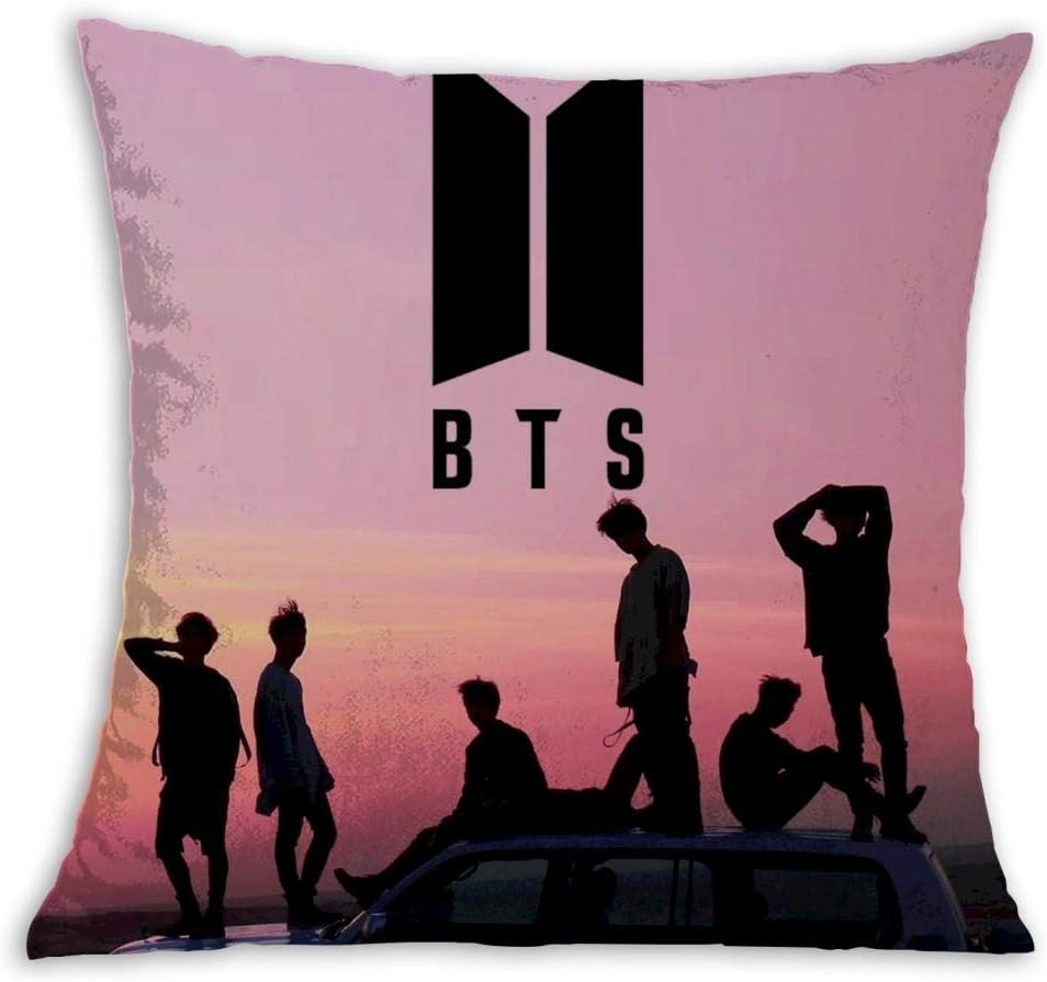 Jigbais Pillow Covers B-T-S Decorative Pillowcases for Sofa Bedroom Car Throw Pillow Covers Square 18 x 18 Inch