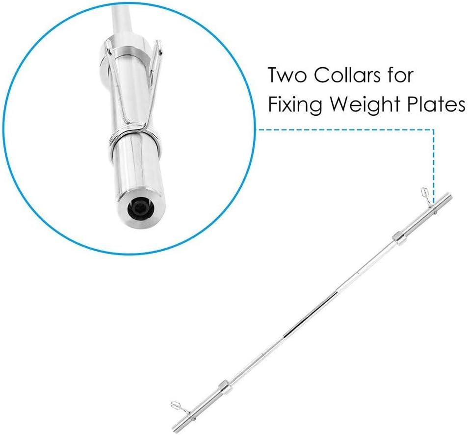 Barbell Bar - 70" Threaded Chrome Barbell Bar, 1 in Barbell Diameter with Ring Collars - Dumbbell Curl Bar wtih Barbell Spring Clip Collars for Home Gym Fitness, Weightlifting, Strength Training : Sports & Outdoors