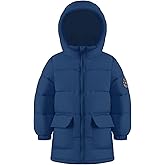 HILEELANG Kids Boy Girl Puffer Jacket Coat Hood Mid Length Light Weight Warm Insulated Padded Winter Outwear