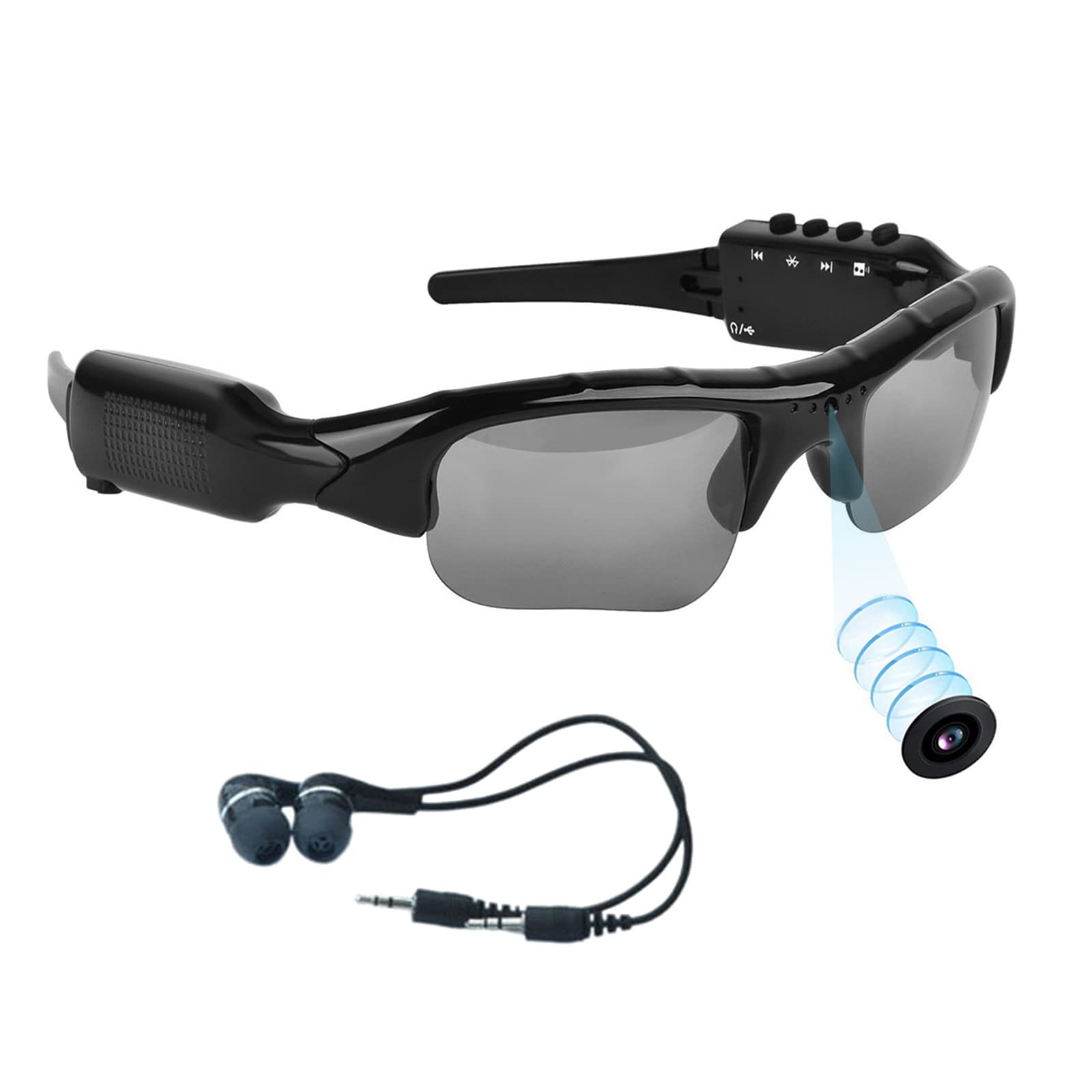 Hereta 5M Pixels Bluetooth Camera Sunglasses 1080P Support Micro SD Card Expandable to 32GB With MP3 + Bluetooth + Camera + Video Functions for Outdoor