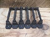 Lot/Set of 6 Rust Rustic New 5 in. Cast Iron Intricate Design Weave Gate PULLS Handles Barn Shed Door Cupboard Drawer