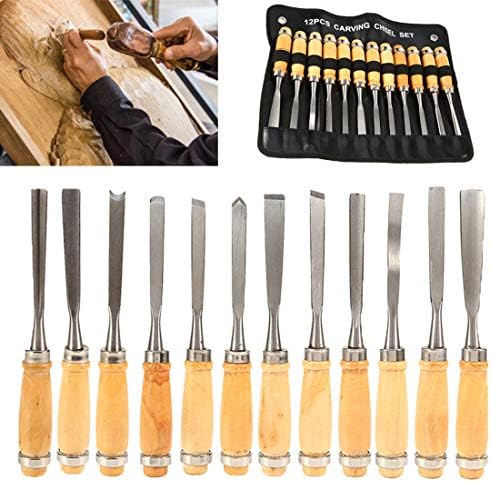 Woodworking Tool 12 Piece Set Carved Chisel Lathe Tool Carving Knife Set Hand-held Wood Rotary Cutter DIY Tool New